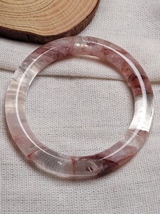 天然巴西红胶花水晶手镯55圈口