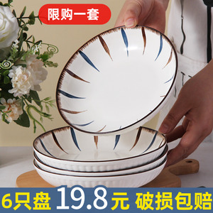 6只19.8家用菜盘ins风陶瓷餐具菜碟创意高级感盘子碗套装2024新款
