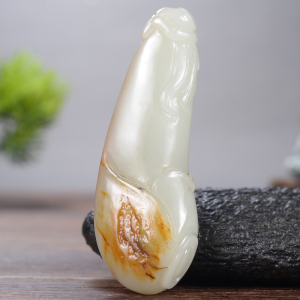 好友 新疆和田玉白玉籽料竹笋把件男款节节高升手把玩 翟学甲84克