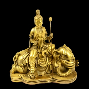 文殊普贤铜像 观音菩萨佛像神像 地藏王菩萨 纯黄铜佛像家用摆件
