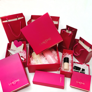 包邮兰蔻粉水礼盒空盒极光水面霜护肤品礼盒香水口红包装盒手提袋