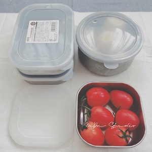 现货 日本制 不锈钢保鲜盒饭盒便当盒冰箱收纳盒 水果色拉盒