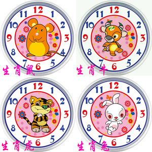 钻石钟表画 大小钻满钻十二生肖鼠牛虎兔 手工砖石贴钻画厂家直销