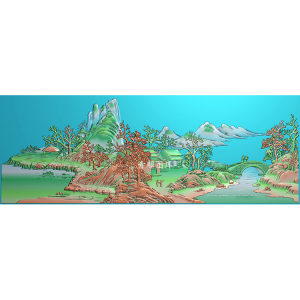山水风景精雕图灰度图bmp jdp格式 山水画锦绣山河1310带线a