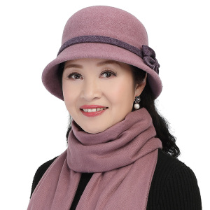 羊毛呢中老年人帽子女奶奶秋冬天老太太保暖洋气妈妈帽老人盆帽