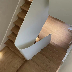 钢板楼梯扶手栏杆汽车漆成都定制设计包安装原木色实木踏步钢构梯