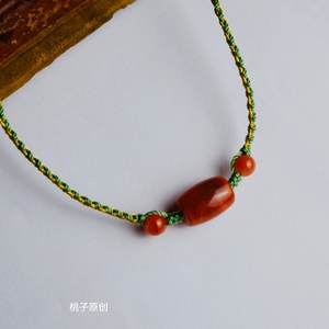 南红桶珠项链