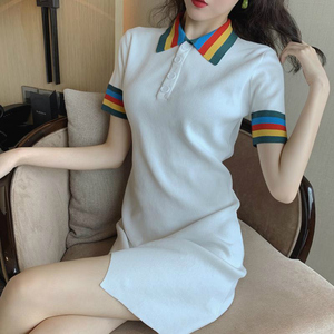 网红yy直播衣服女主播服装上镜气质甜美修身开叉连衣裙短袖夏新款