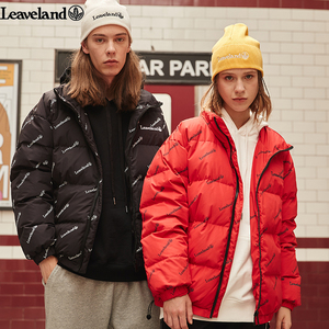 leaveland枫叶羽绒服女短款冬季潮牌无帽情侣轻薄休闲外套男棉服