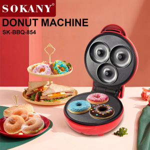 德国SOKANY甜甜圈机家用小型3孔迷你烘焙机电饼铛儿童蛋糕机