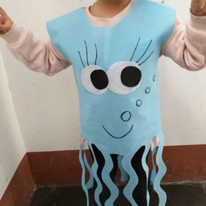 男儿童环保服装海洋生物水母造型演出服装创意手工时装秀亲子服装