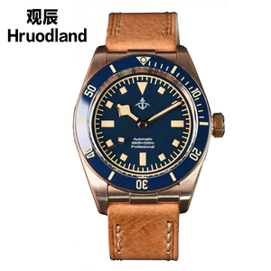 观辰锡青铜小铜花复古夜光39mm机械潜水手表男