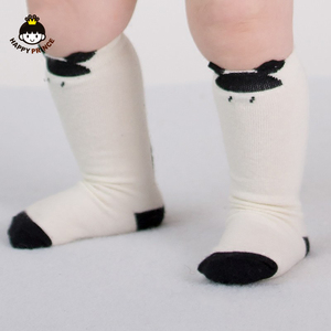 韩版新生婴儿0-6-12个月男女童棉质高直长筒宝宝防滑学步袜子春秋