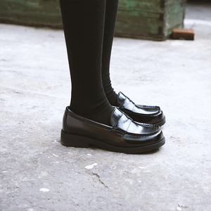 伯爵猫日系百搭中跟春季单鞋学院方头小皮鞋女jk制服鞋乐福鞋8257