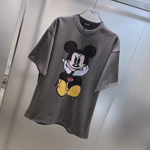 小众设计卡通米奇印花短袖t恤女22夏季新款简约百搭宽松休闲上衣