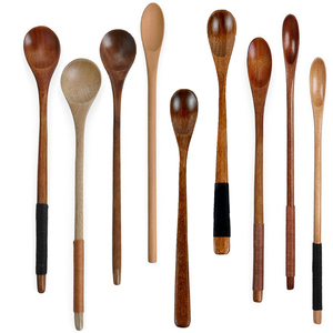 中式木勺木质长柄搅拌勺咖啡勺蜂蜜搅拌棒有漆家用木勺调羹勺子