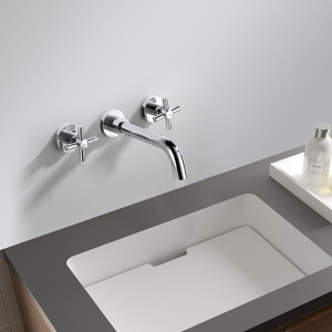 黄铜黑色暗装入墙式冷热水龙头墙上墙壁出水龙头浴缸预埋暗藏式