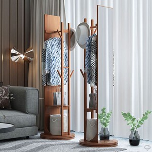 客厅挂衣柜一体镜带储物衣架全身落地式室内穿衣镜置地经济型圆形