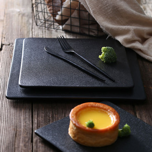牛排盘子黑色西餐盘陶瓷餐具创意日式寿司盘子家用甜品碟蛋糕平盘