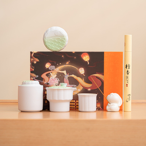 苏氏陶瓷SUSHI CERAMICS中秋海之月便捷旅行茶具伴手礼盒组白绿