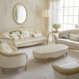 美式乡村轻奢实木做旧沙发法式布艺别墅双人三人沙发客厅弧形沙发