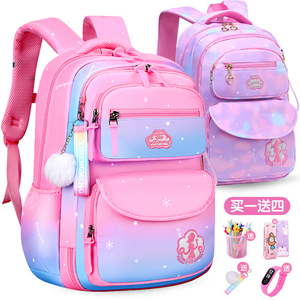 女书包耐用耐脏便宜好看二年级书包护肩男小学生公主多层轻便7岁
