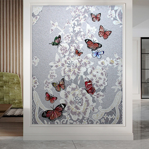 新中式蝶恋花马赛克镶嵌背景墙蝴蝶玄关沙发装饰画瓷砖拼图可定制