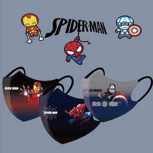 新款复仇者联盟蜘蛛钢铁侠美国队长超人儿童成人防护口罩独立包装