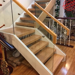 北京实木楼梯室内直梯阁楼玻璃楼梯钢木护栏别墅定制玻璃旋转楼梯