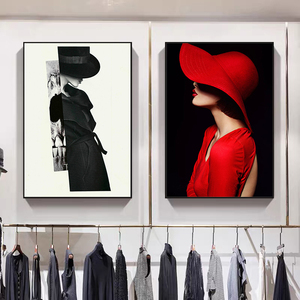 女装店挂画时尚服装店装饰画店铺衣帽间墙面玄关直播间背景墙壁画