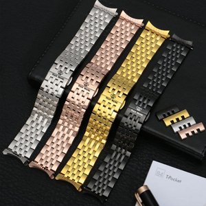 天王手表带弧口实心精钢不锈钢表带gs3874 5917男女51001钢带5992