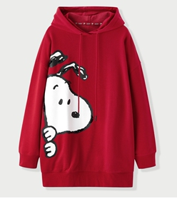 乐町2021年春季炸街连帽卫衣女上衣联名史努比连帽卫衣c3bfb1101