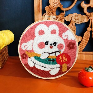 兔年礼物俄罗斯戳戳绣手工diy材料包戳秀乐十字绣毛线画搓搓墩绣