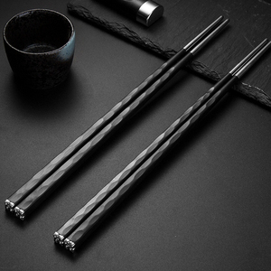 高端合金筷子家用高档抗菌防霉新款耐高温不锈钢筷子防滑10双套装
