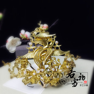 若初雪/云顶天宫套装-分心独家原创汉服配饰明制狄髻头面亭台楼阁