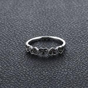 韩版戒指仿泰银女小指尾戒食指环个性心形爱心心相印欧美复古礼物