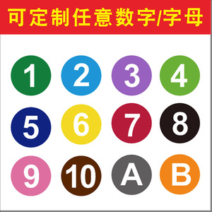 卡通数字贴指示贴餐桌号码贴门牌号车号贴模特序号贴编号贴纸号码