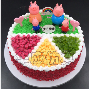 仿真蛋糕模型 新款小猪佩奇水果蛋糕样品生日蛋糕欧式塑胶假蛋糕