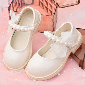 女童公主鞋软底2022新款白色童鞋儿童皮鞋小女孩洋气单鞋小孩鞋子