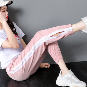 女童裤子夏薄款宽松束腿裤12岁洋气百搭休闲中大童新款冰丝九分裤