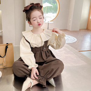 春季宝宝女童女孩春装韩版套装1周岁2一岁半3到4多背带裤5衣服装6