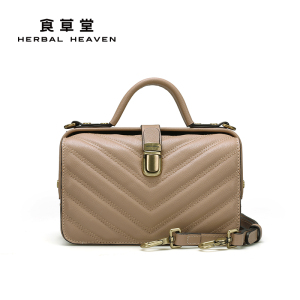 食草堂牛皮斜挎包百搭女包菱格时尚小香风手提包斜挎女包zb-dzlw2
