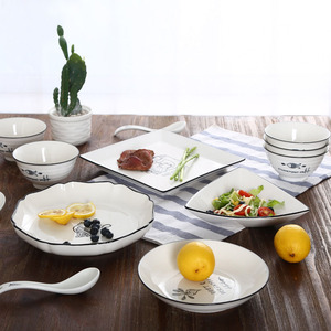 北欧陶瓷盘子套装创意家用菜盘意面沙拉盘西餐盘简约日式烤盘方盘