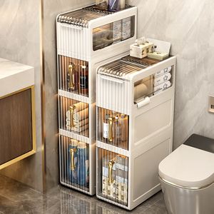 轻奢浴室夹缝置物架亚克力收纳柜免安装厕所卫生间马桶储物柜落地