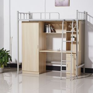 学生宿舍上床下桌一体组合床员工寝室上铺下柜铁艺床高架床经济型