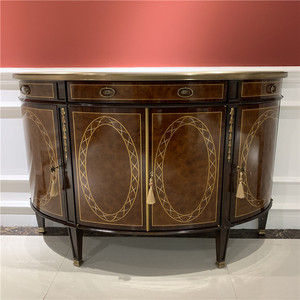 全实木入户进门弧形xuang玄关柜半圆形玄关柜鞋柜装饰一体半弧形