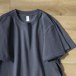 石墨灰 碳灰色270g重磅纯棉短袖t恤 美式宽松休闲运动上衣男女夏