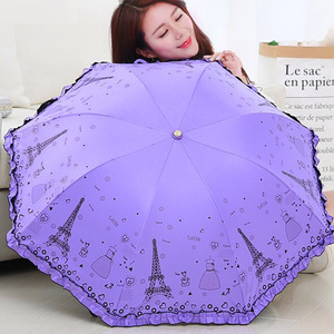 黑胶太阳伞广告伞铁塔女生学生加厚黑胶防晒遮阳伞防紫外线晴雨伞