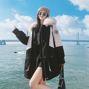 工装派克服外套女羽绒棉服冬季2023年新款韩版宽松ins加绒加厚潮