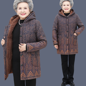 奶奶棉衣外套加绒加厚妈妈老年人冬装女棉袄老人冬季太太秋冬衣服